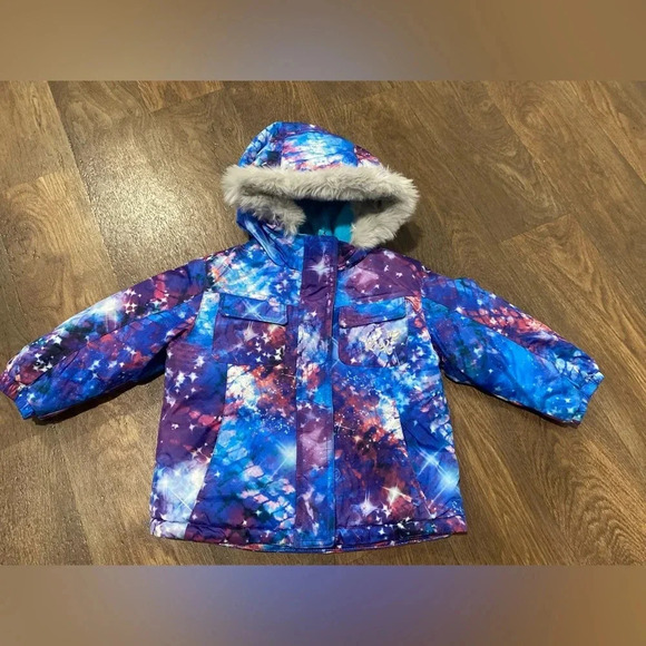 ZeroXposur Girl’s 18 Months Galaxy Winter Puffer Jacket Matching Snow Bib Set - Picture 2 of 11